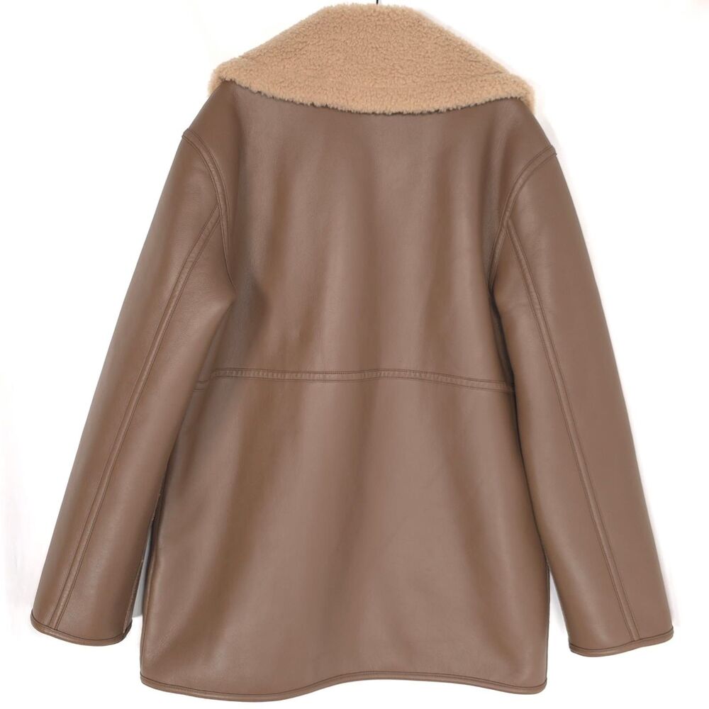 JASON WU New Women's Faux Leather Coat Sherpa Lined Brown Jacket MEDIUM Chic - Picture 7 of 14